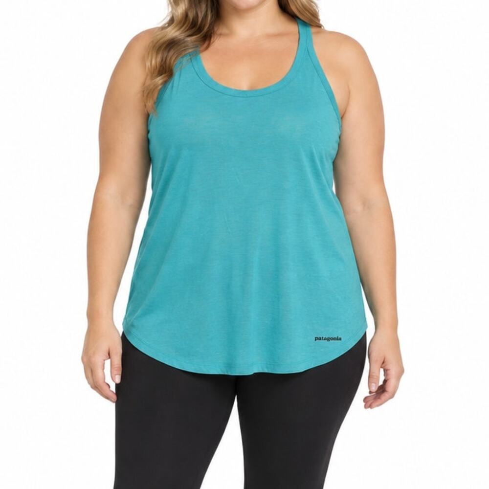 Patagonia Nine Trails Tank Top Howling Turquoise Racerback Running Women's XL